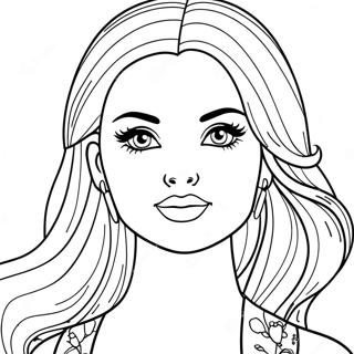 Halaman Mewarna Kepala Barbie Bergaya 135444-67293