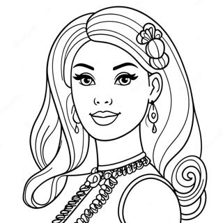 Halaman Mewarna Kepala Barbie Bergaya 135444-67294