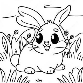 Halaman Mewarna Arnab Realistik Yang Bermain Di Padang 135981-67717