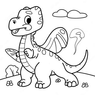 Halaman Mewarna Dinosaur Gembira Dengan Busur Cupid 136362 68016