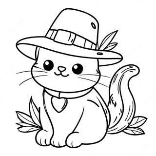 Halaman Mewarna Kucing Hari Kesyukuran Yang Memakai Topi Pelaut 136774-68481