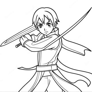 Kirito Dalam Pose Pertarungan Halaman Mewarna 137926-69373