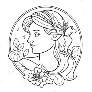Halaman Mewarna Simbol Virgo Dengan Bunga 138056 69477