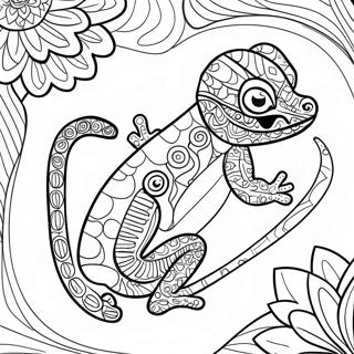 Halaman Mewarna Gecko Dengan Corak Cerah 138518-69847