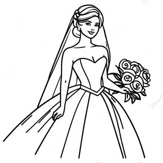 Pengantin Perempuan Anggun Dalam Pakaian Pengantin Gambar Mewarna 13873-3028
