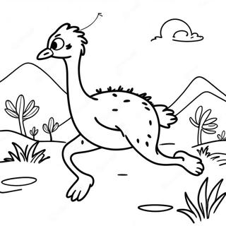 Halaman Mewarna Emu Petualang Berlari 139312-70466