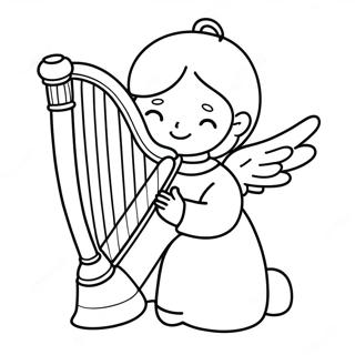 Halaman Mewarna Malaikat Kecil Dengan Harpa 139414-70543