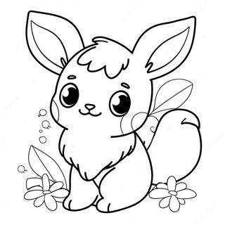 Laman Mewarna Eevee Comel Dengan Bunga 14240-3108