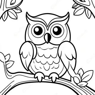 Halaman Mewarna Burung Hantu Tua Yang Bijak Duduk Di Dahan 14707-3214