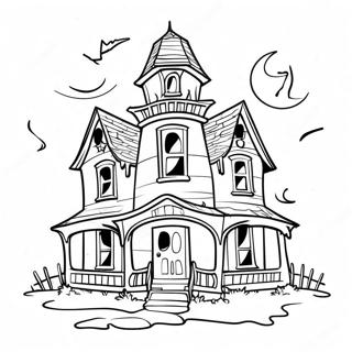 Halaman Mewarna Rumah Hantu Menyeramkan 15084-3287