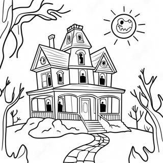 Halaman Mewarna Rumah Hantu Menyeramkan 15084-3288