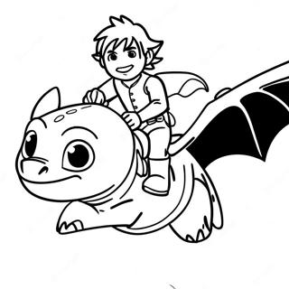 Gambar Mewarna Hiccup Menunggang Toothless 15349-3349