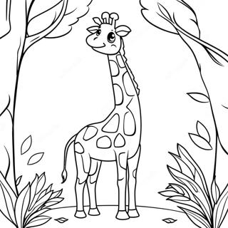 Halaman Mewarna Giraffe Tinggi Menggapai Daun 15620-3411