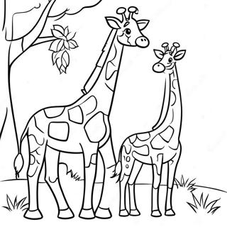 Halaman Mewarna Keluarga Giraffe Dengan Baby 15622-3417