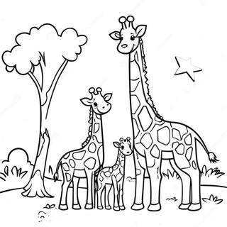 Halaman Mewarna Keluarga Giraffe Dengan Baby 15622-3419