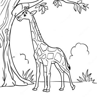 Halaman Mewarna Giraffe Makan Dari Pokok 15623-3421