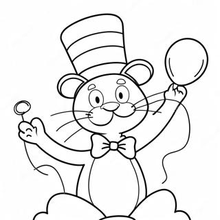 Kucing Dalam Topi Dengan Belon Berwarna Halaman Mewarna 15710-3432