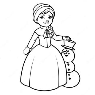 Halaman Mewarna Anna Dengan Snowman 1629-1783