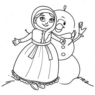 Halaman Mewarna Anna Dengan Snowman 1629-1784