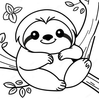 Halaman Mewarna Sloth Mengantuk Di Dahan 16908-3692