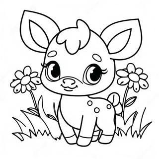 Gambar Mewarna Anak Rusa Comel Dengan Bunga 18900-4128