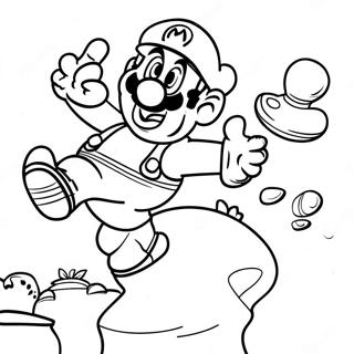 Halaman Mewarna Mario Melompat Atas Goombas 192-803