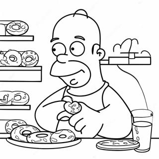Halaman Mewarna Homer Simpson Makan Donat 19446-4244