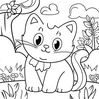 Halaman Mewarna Kucing Megah Di Taman 2172-1839