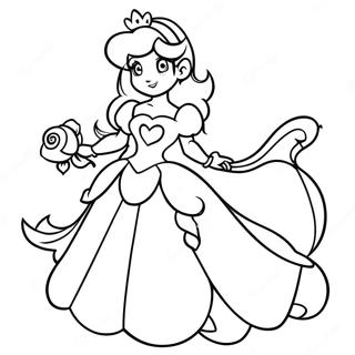 Puteri Peach Dalam Gaun Merah Jambu Halaman Mewarna 23136-5052