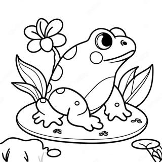 Katak Comel Duduk Di Atas Daun Teratai Halaman Mewarna 24257-5282