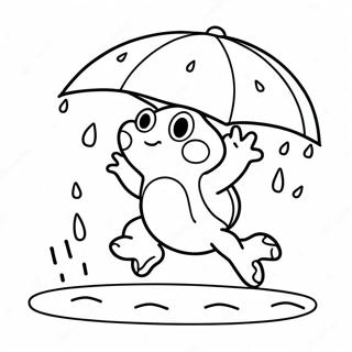 Katak Gembira Melompat Dalam Hujan Halaman Mewarna 24258-5288