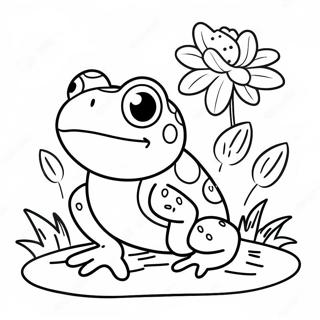 Katak Berwarna Warni Dengan Bunga Halaman Mewarna 24259-5290