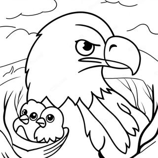 Helang Botak Bersarang Dengan Anak Helang Halaman Mewarna 24349-5307