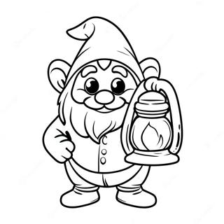 Gnome Memegang Lentera Halaman Mewarna 24444-5336