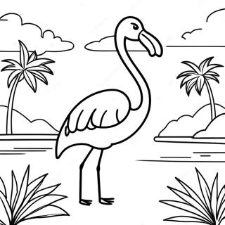 Laman Mewarna Flamingo Megah Di Lagun Tropika 25713-5609