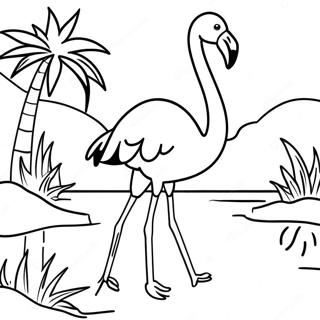 Laman Mewarna Flamingo Megah Di Lagun Tropika 25713-5610