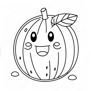 Halaman Mewarna Tembikai Comel Dengan Senyuman 26165-5716