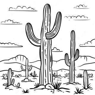 Halaman Mewarna Kaktus Saguaro Tinggi 26622-5807