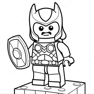 Lego Thor Dengan Palu Gambar Mewarna 26720-5836