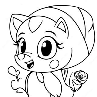 Laman Mewarna Amy Rose Dengan Haiwan Comel Halaman Mewarna
