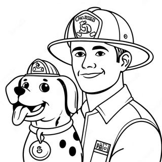 Pemadam Kebakaran Dengan Anjing Dalmatian Halaman Mewarna 30302-6609