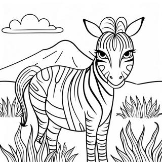 Zebra Afrika Yang Megah Di Savana Gambar Mewarna 32020-6978