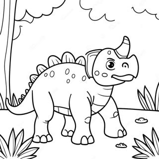 Triceratops Realistik Di Hutan Halaman Mewarna 32286 7042