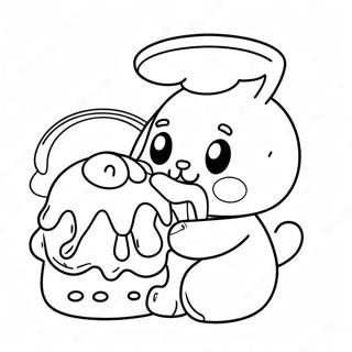 Laman Mewarna Cinnamoroll Makan Pastri 3293-1436