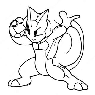 Mewtwo Dalam Pose Pertarungan Halaman Mewarna 33073-7214