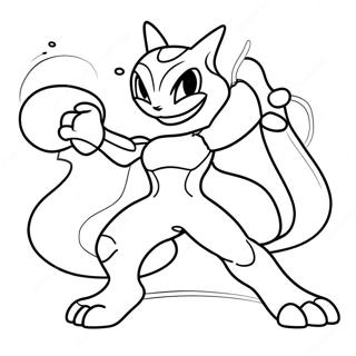 Mewtwo Dalam Pose Pertarungan Halaman Mewarna 33073-7215