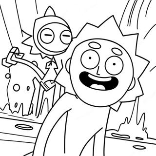 Halaman Mewarna Pengembaraan Rick Dan Morty 33629-7336