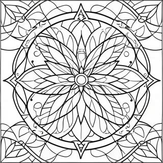 Halaman Mewarna Corak Kaca Berwarna Geometri 33716-7363