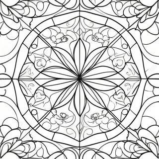 Halaman Mewarna Corak Kaca Berwarna Geometri 33716-7364