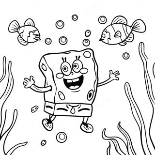 Halaman Mewarna Pengembaraan Bawah Laut Spongebob Squarepants 34085-7436